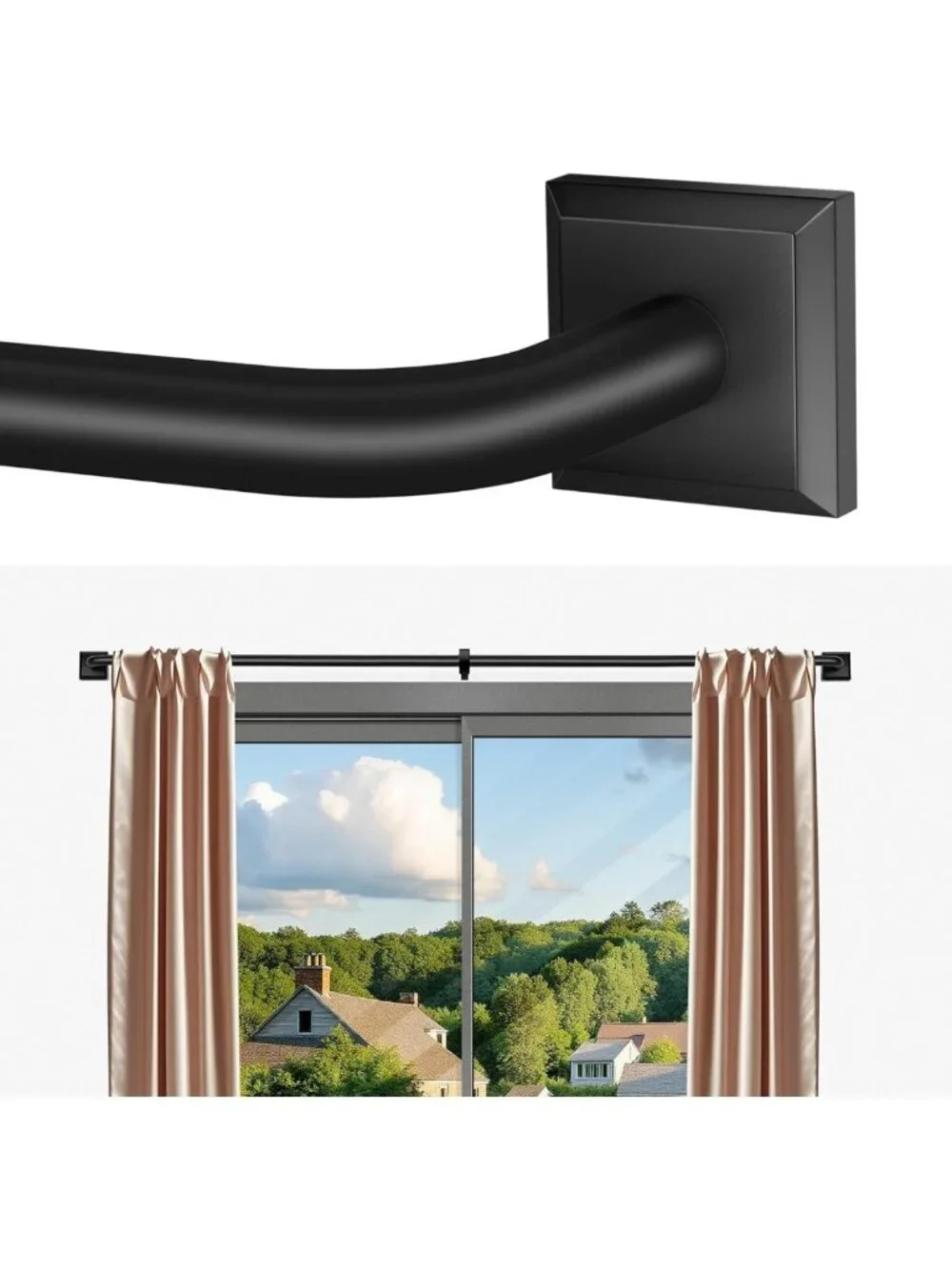 Heavy Duty Black Curtain Rods 48-90